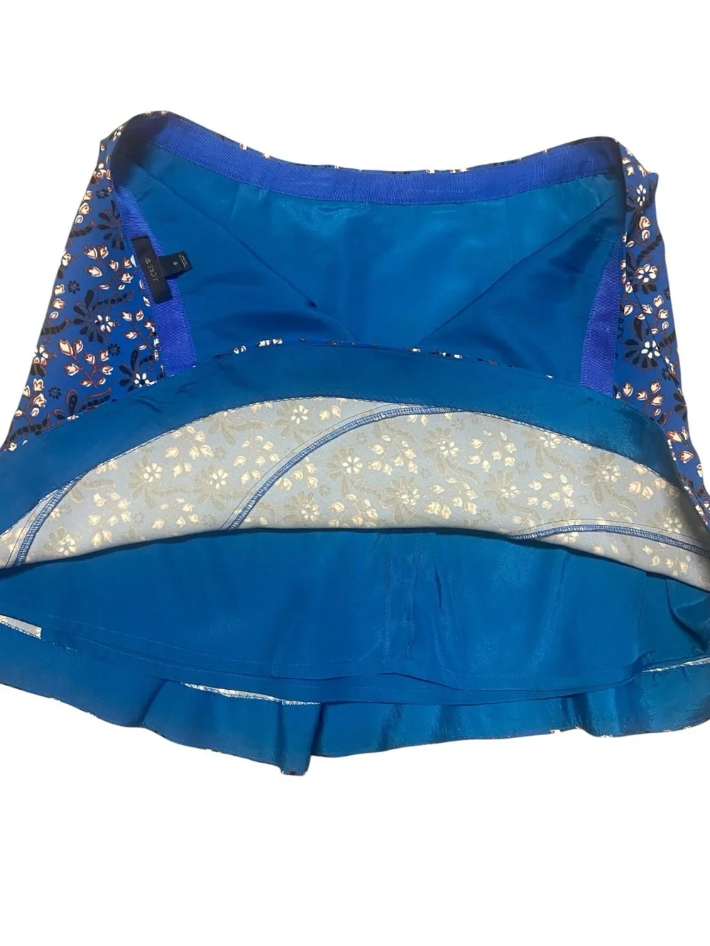 J.Crew Fluter Skirt Size 8 Bright Blue Floral Y2K Spring Lined Flirty Casual